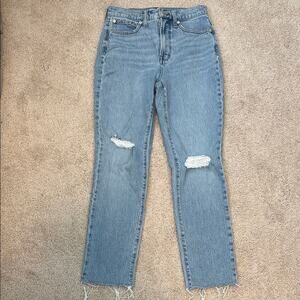 Madewell The Perfect Vintage Distressed Jean Straight Leg Raw Hem Women's 26